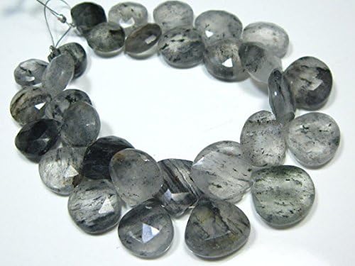 13 inch natural beads strand of 9-15mm faceted heart moss quartz gemstone briolletes beads for DIY jewelry - necklace, bracelet, earring, ring.