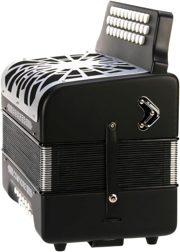 Hohner Compadre FBbEb Musica Tipica Series Accordion (Black) - 12 Basses, 62 Notes, Standard Straps with Gig Bag