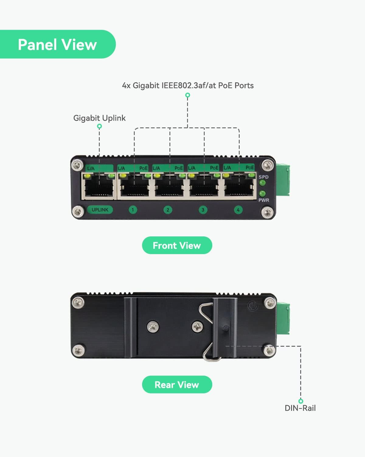 LINOVISION Industrial 5 Ports Gigabit Solar PoE Switch with MPPT 12V/24V 10A Solar Charge Controller