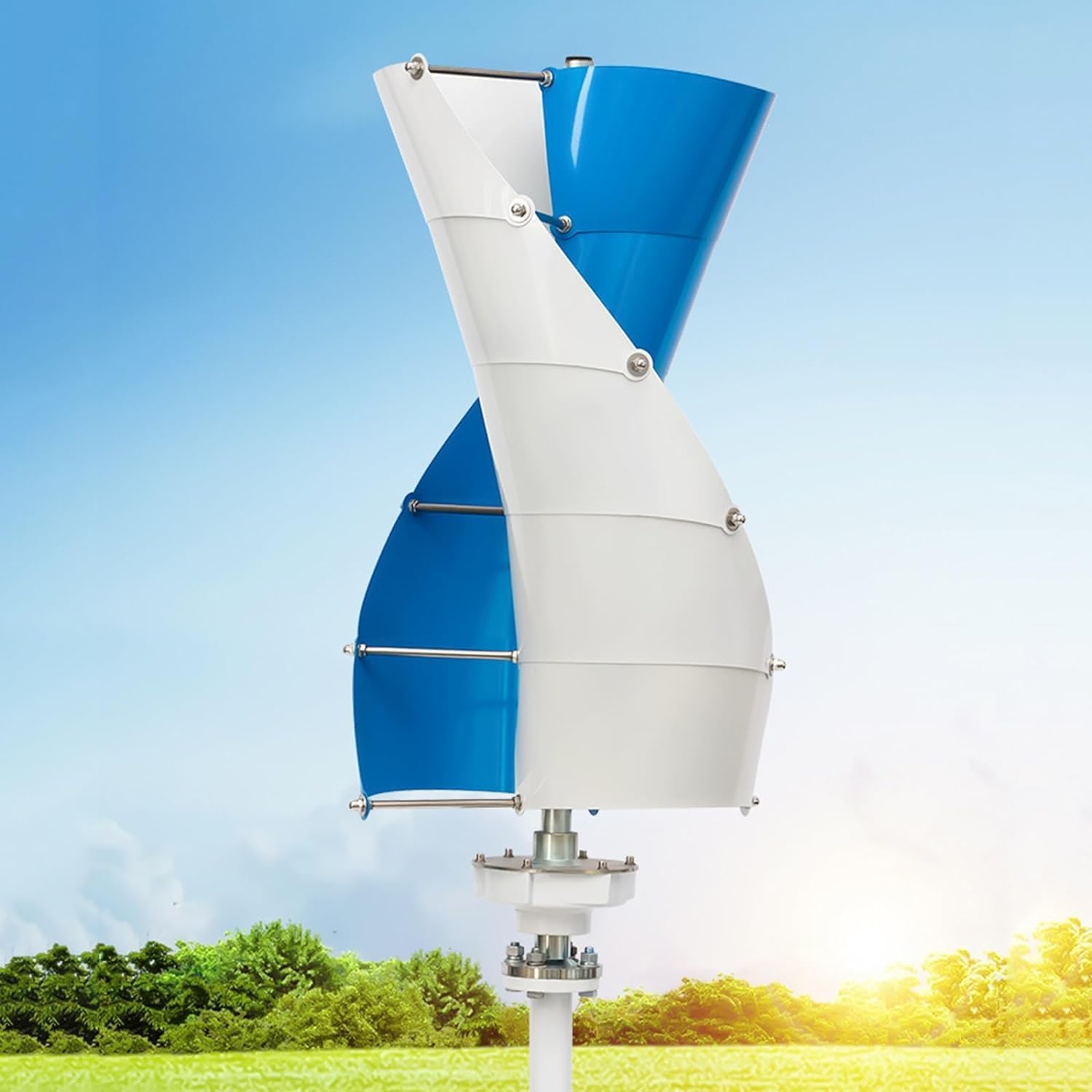 CHRISK 5000W Wind Turbine Generator Kit with Controller Solar Panels Vertical Axis Wind Turbine Generator Home Wind and Solar Hybrid System