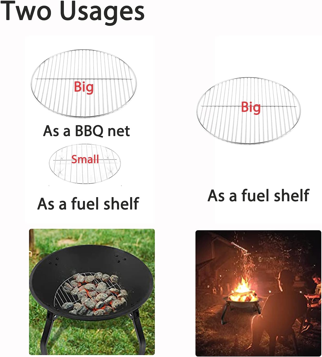 Outdoor Fire Pits,Portable and Collapsible 22-inch Fire Pit Grill Wood Burning Best for BBQ,Campfire,Bonfire with Smore SticksMesh Cover Spark Screen,black