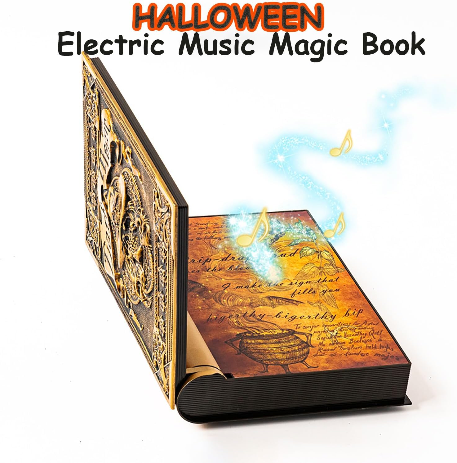 Halloween Decoration,Halloween Animatronic Magic Book Decor - Touch/Motion Activated, Light & Eerie Sound Effects,Skull Design for Haunted House/Party,Perfect for Spooky Decor Gifts ( 8.6x11in )