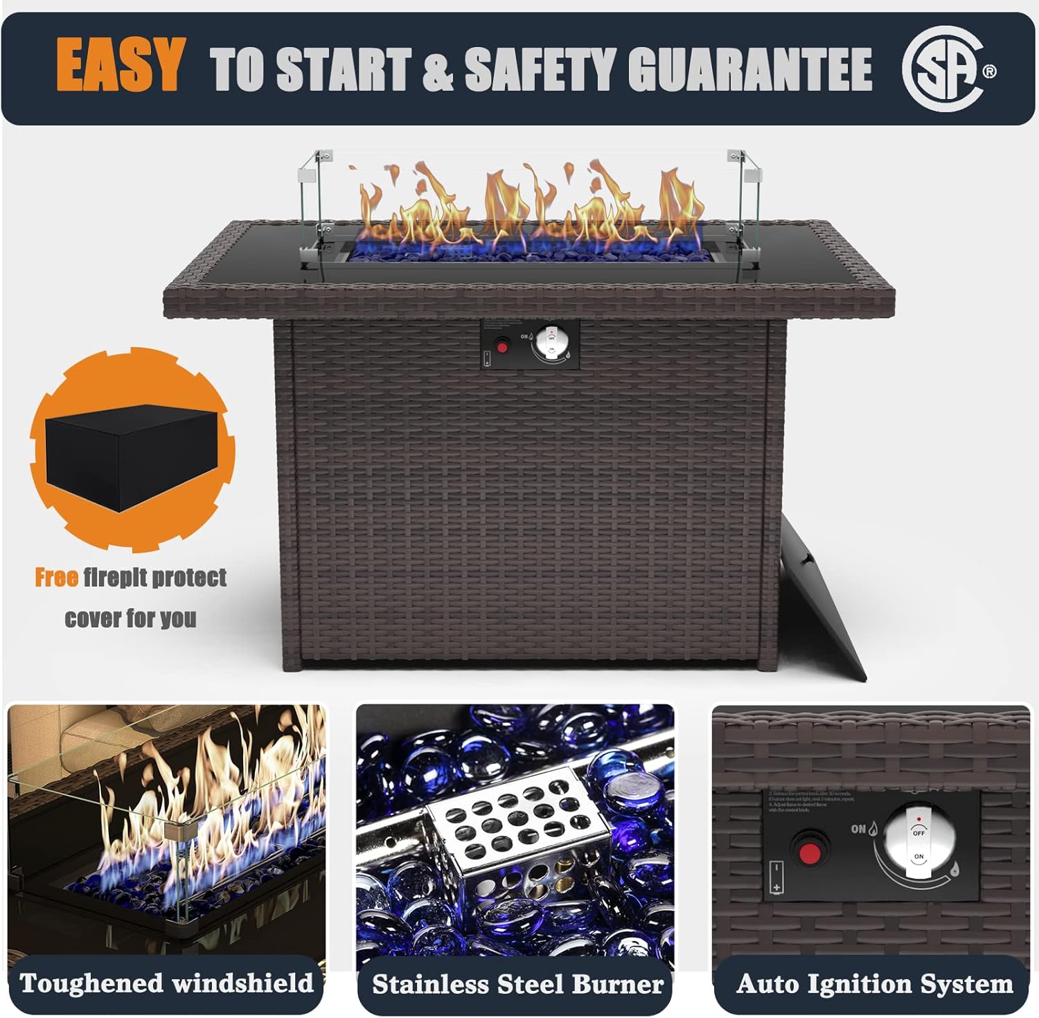 7 Pieces Outdoor Wicker Patio Swivel Rocking Chairs, All Weather Wicker Conversation Set with 44