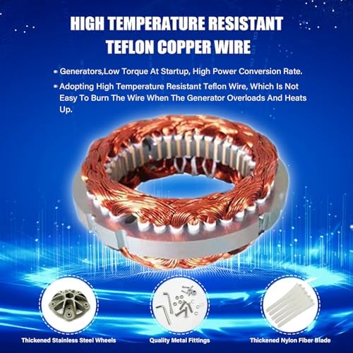 800W/1000W/1200W Wind Turbine Generator Kit - 12V/24V/48V with MPPT Controller, 5 Blades Auto Windward Adjustment for Outdoor Renewable Energy Solutions