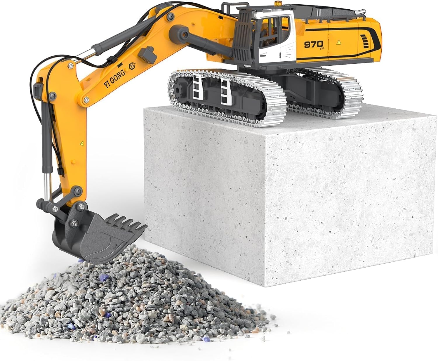 Pro-Grade Remote Control Excavator for Adult Metal Micro-Scale RC Construction Model with Leadscrew Digging System, Dual Battery Includes Portable Carry Case