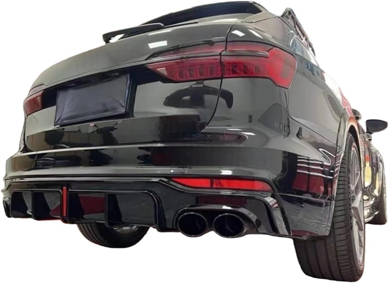 Rear Lip Spoiler&Exhause Compatible for Audi A6 C8 S6 Allroad A6avant 2019-2024 Bumper Diffuser Car Modification Accessories