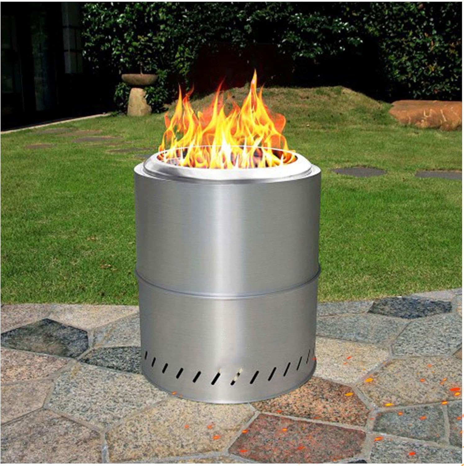 15 Inch Smokeless Fire Pits Outdoor Smokeless Fire Pits,Durable Stainless Steel for Wood Burning Fire Pit Smokeless with Removable Ash Pan