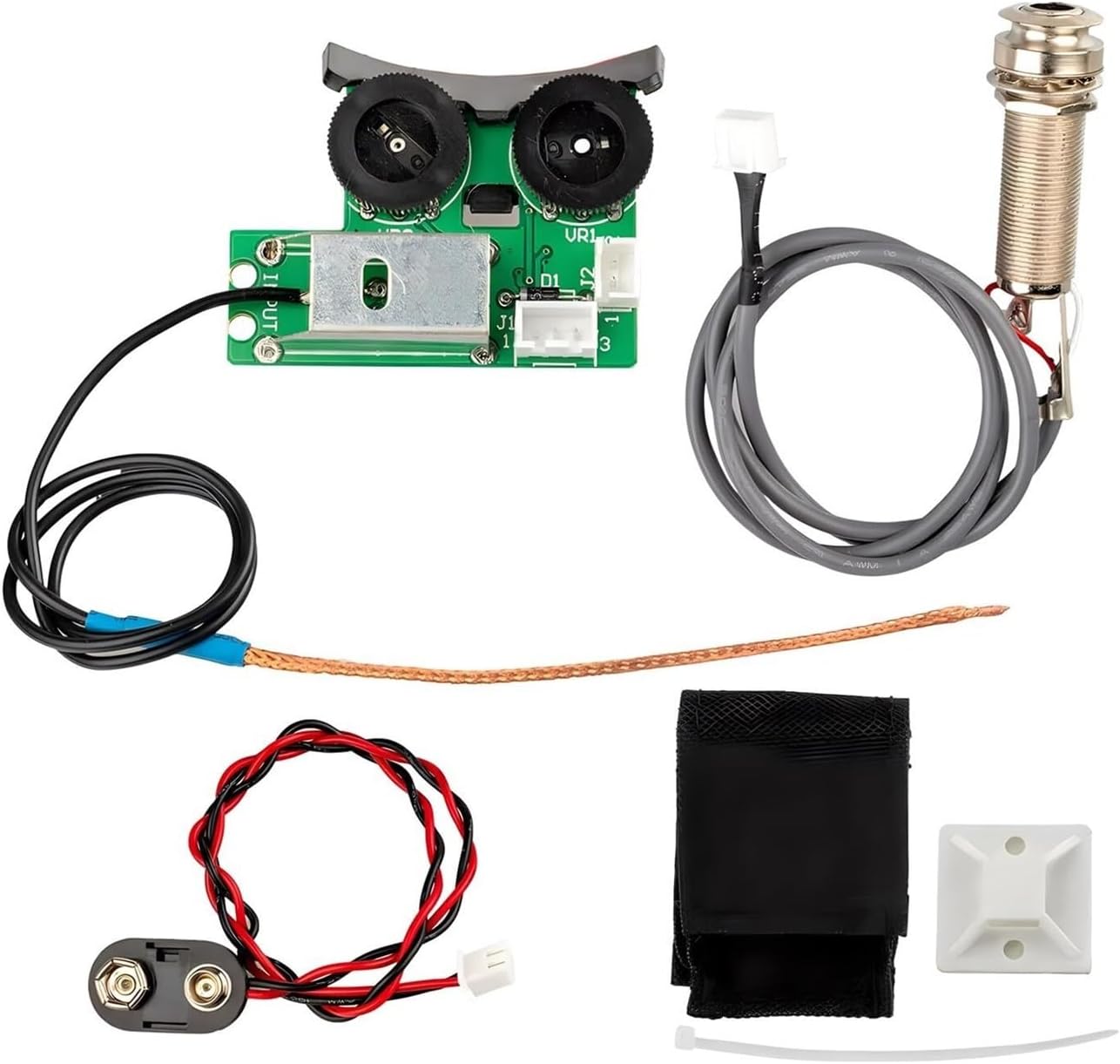 Acoustic Guitar Pickup with Built-in Tuner & Preamplifier - Piezo Bridge Pickup with Phase Control, Plug-and-Play for Guitars Ukuleles Mandolins