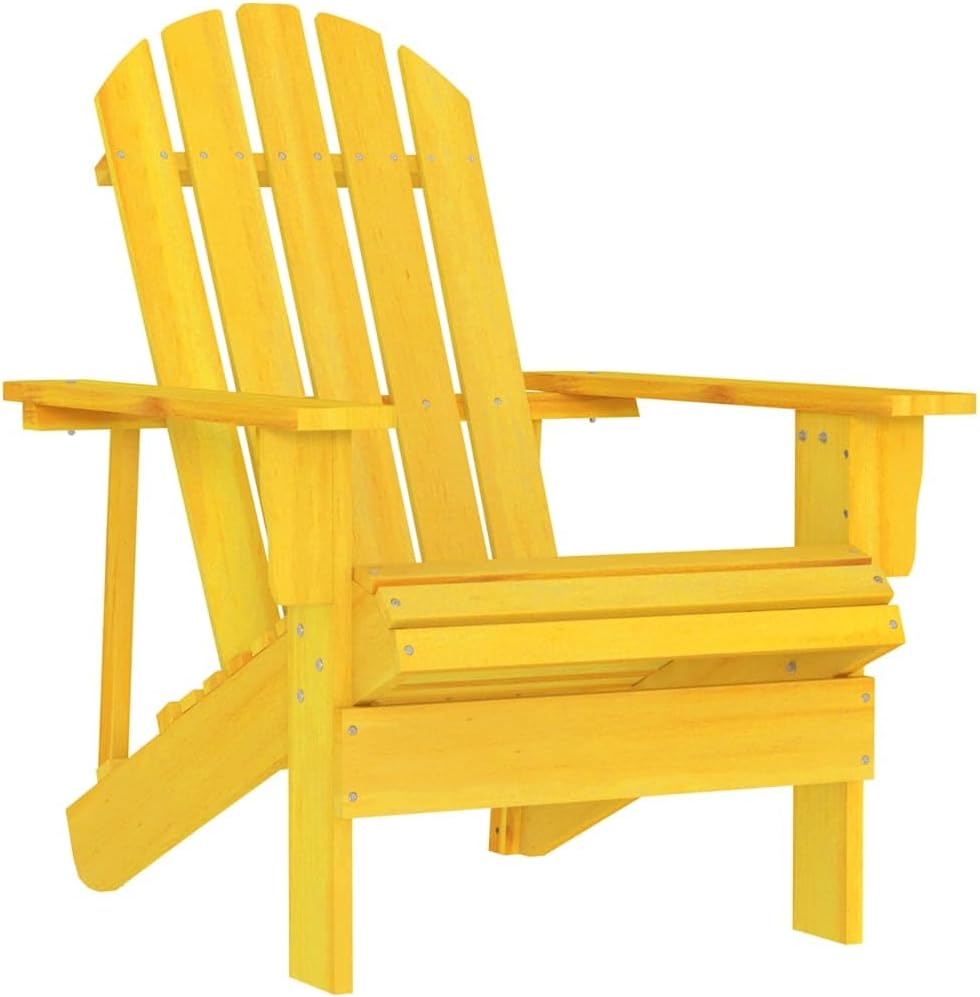 Adirondack Garden Chair, Yellow Solid Fir Wood, Outdoor Patio Seating, Durable Lawn Furniture for Porch, Deck, Terrace, 242.5 lbs Capacity Garden Seating