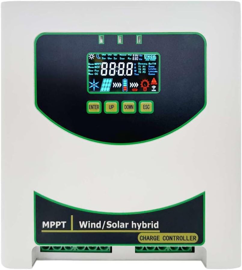 14000W MPPT Wind & Solar Hybrid System Controller, Auto 12V 24V 48V High Efficiency Regulator for Home Appliance Wind Generators