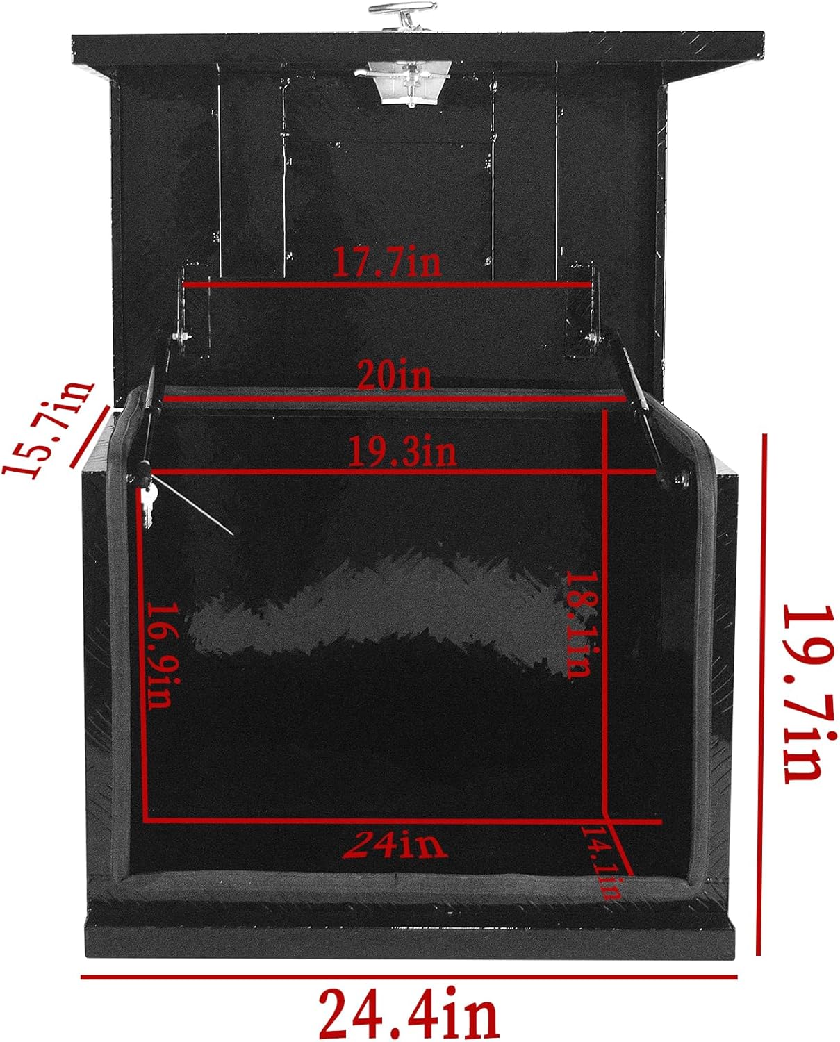 24.4x15.7x19.7 Inch Aluminium Generator Toolbox Heavy Duty Generator Storage Box Sealed waterproof with Lock and Keys suitable for RV Garage Black