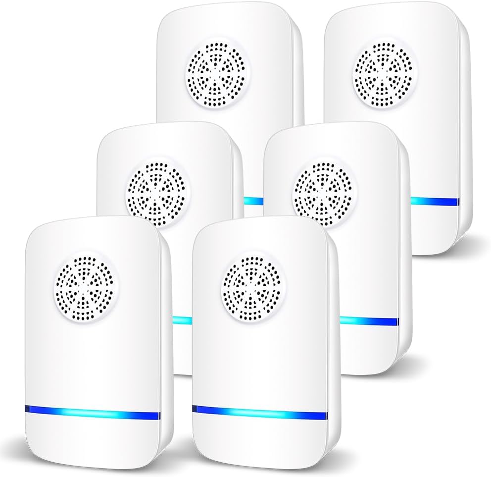 6 Packs Ultrasonic Pest Repeller, Indoor Ultrasonic Repellent for Roach, Rodent, Mouse, Bugs, Mosquito, Mice, Spider, Electronic Plug in Pest Control