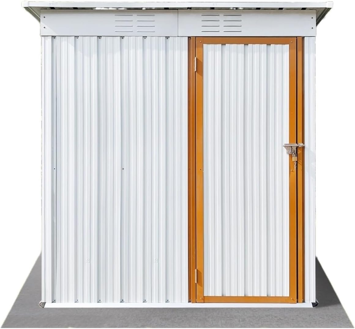 Garden Sheds Metal Garden Sheds 5ft x 4ft Outdoor Storage Sheds White+Yellow for Garden Backyard Lawn Outdoor Storage Sheds