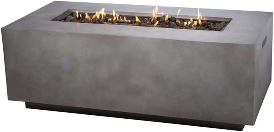 Living Source International Modern Concrete Propane Fire Pit Table in Gray