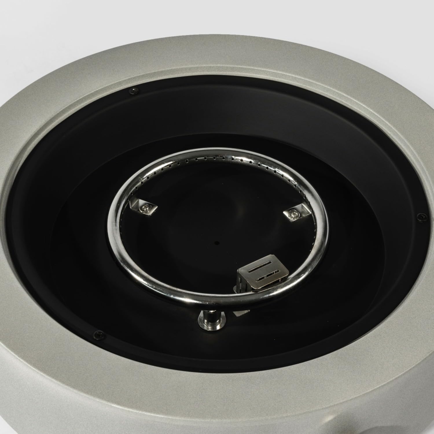 Modern Propane Fire Pit, 50,000 BTU Grey Steel Outdoor Firepit Bowl with Lid & Lava Rocks, Portable Gas Smoke-Free Firepit for Patio, Backyard, Balcony