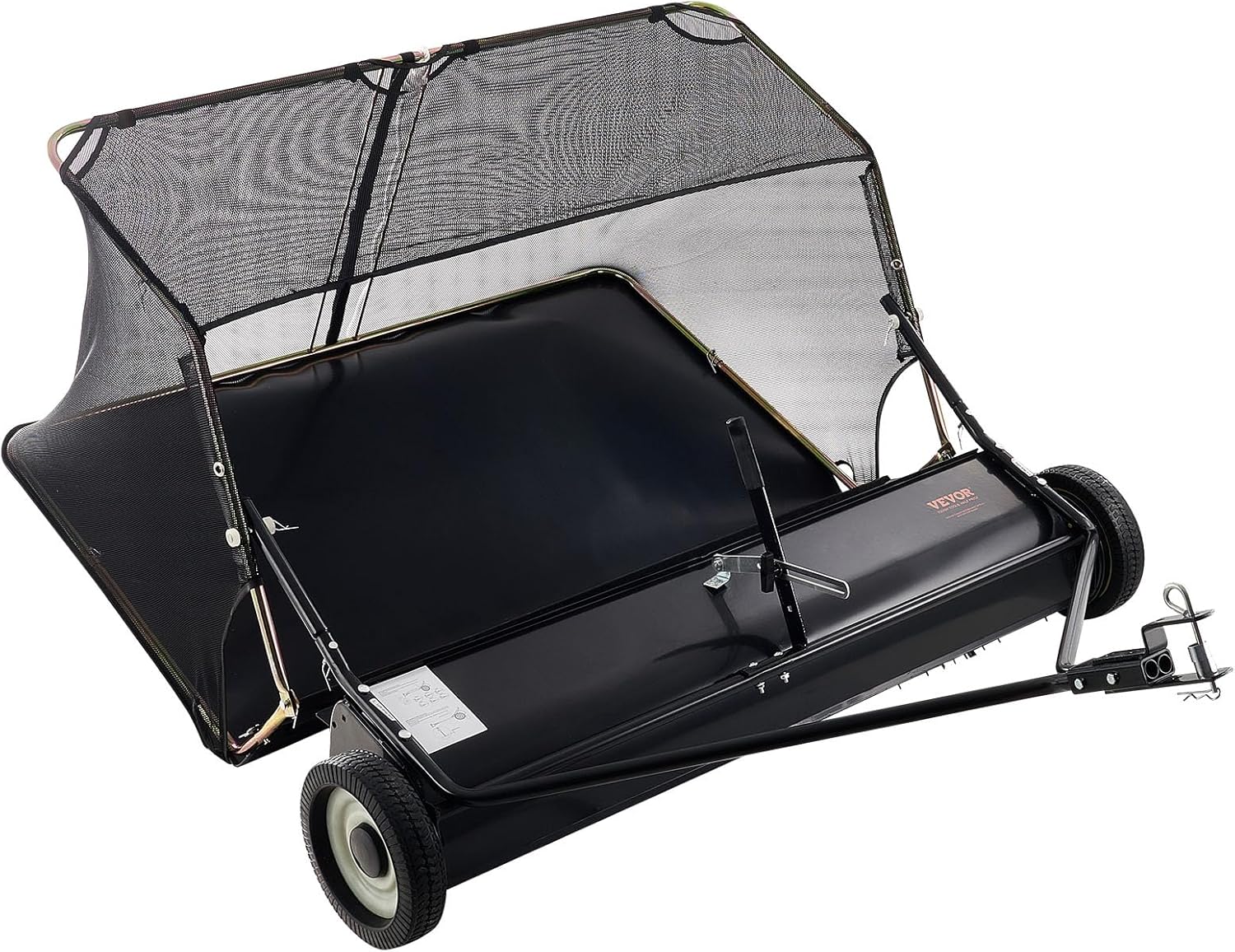 VEVOR 52 in Tow Behind Lawn Sweeper, 26 cu.ft. Large Yard Sweeper, Adjustable Sweeping Height, Heavy Duty Leaf & Grass Collector with Dumping Rope, Pull Behind Sweepers for Debris Grass Clippings