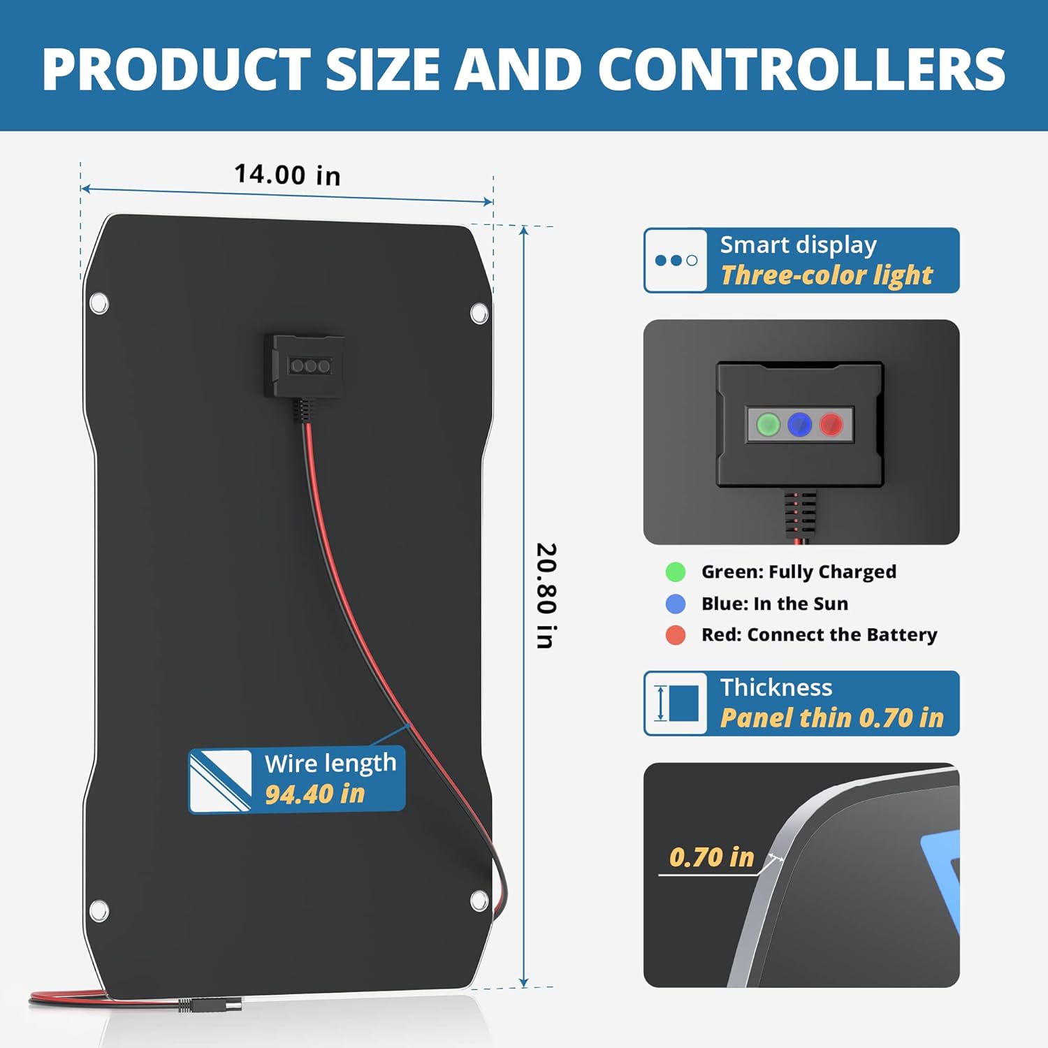Voltset 30W 12V Solar Panel Kit Portable Solar Battery Charger Maintainer Waterproof Trickle Charger for Car Battery Boat Motorcycle RV