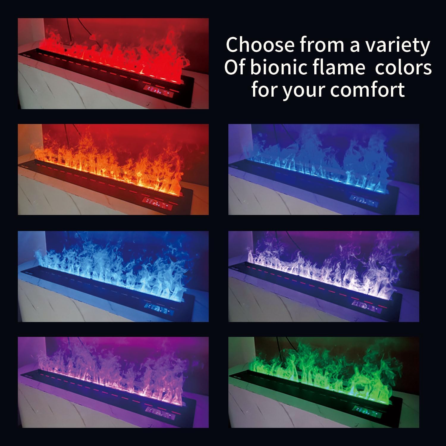 47.24 inch APP 1200W Heater Water Vapor Fireplace 3D Atomizing Fireplace Recessed Electric Fireplace Remote Control with Timer Touch Simulation Flame Touch Flame Multiple Colors and Flame Adjustment