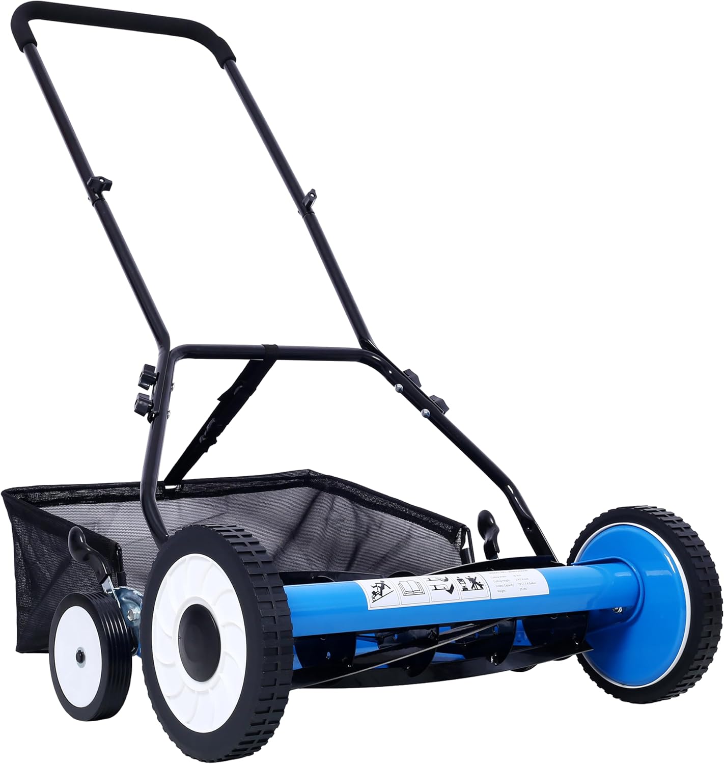 20-Inch 5-Blade Push Reel Lawn Mower with Grass Catcher, 4 Wheels