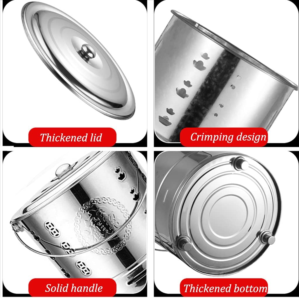 JNYB 1 Set Stainless Steel Burn Barrel Incinerator Cage Barrel Fire Pit Garden Fire Cage Yard Debris Bin for Paper Leaf Trash Wood Backyard Bonfire,Gold,32x35cm