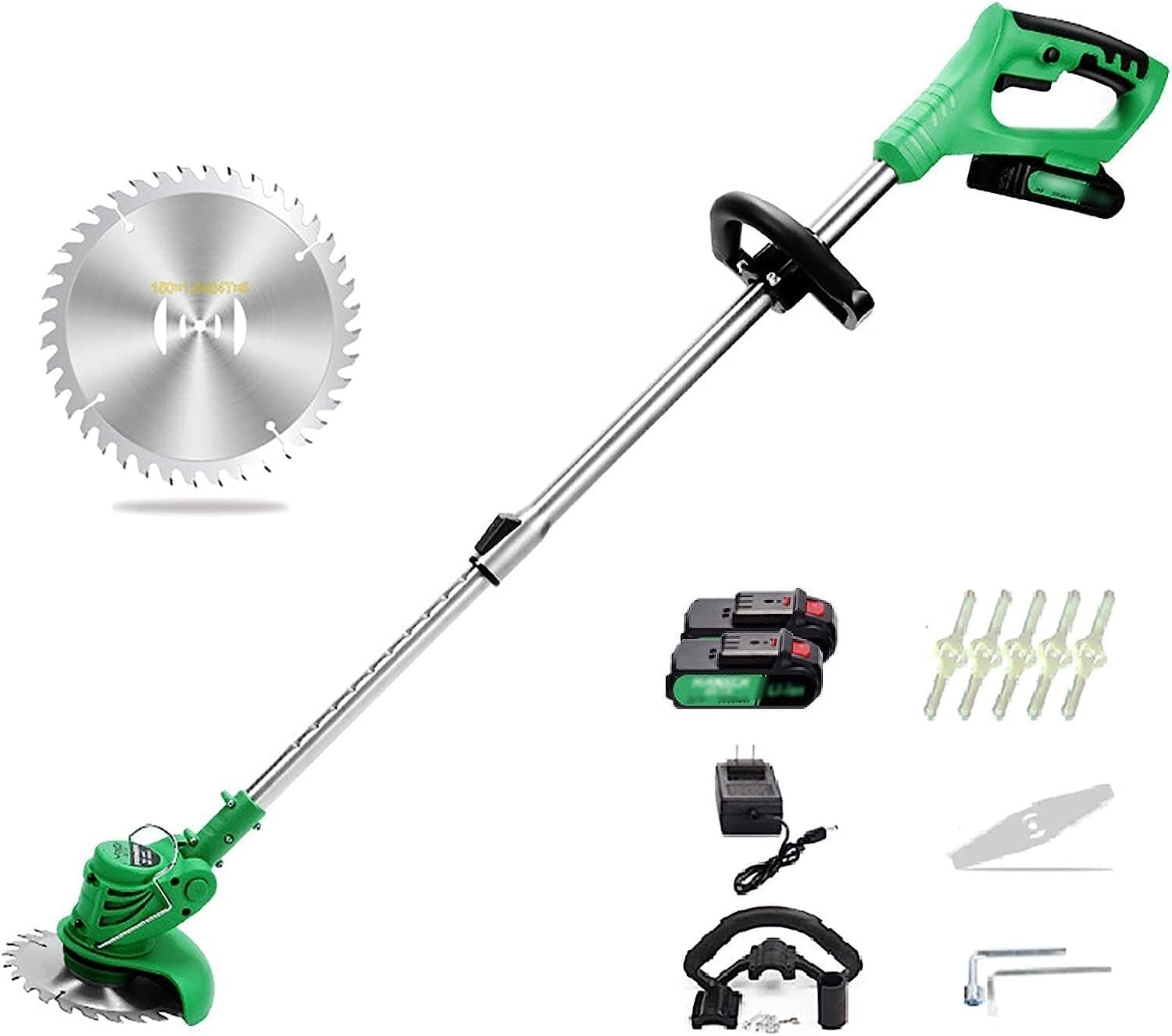 Cordless Lawn Mower, with Adjustable Length Rotatable Machine Head Portable Weeder 3 Styles Blade Rechargeable Home Lawn Mower for Garden Lawn Shrub Trimming Outdoor