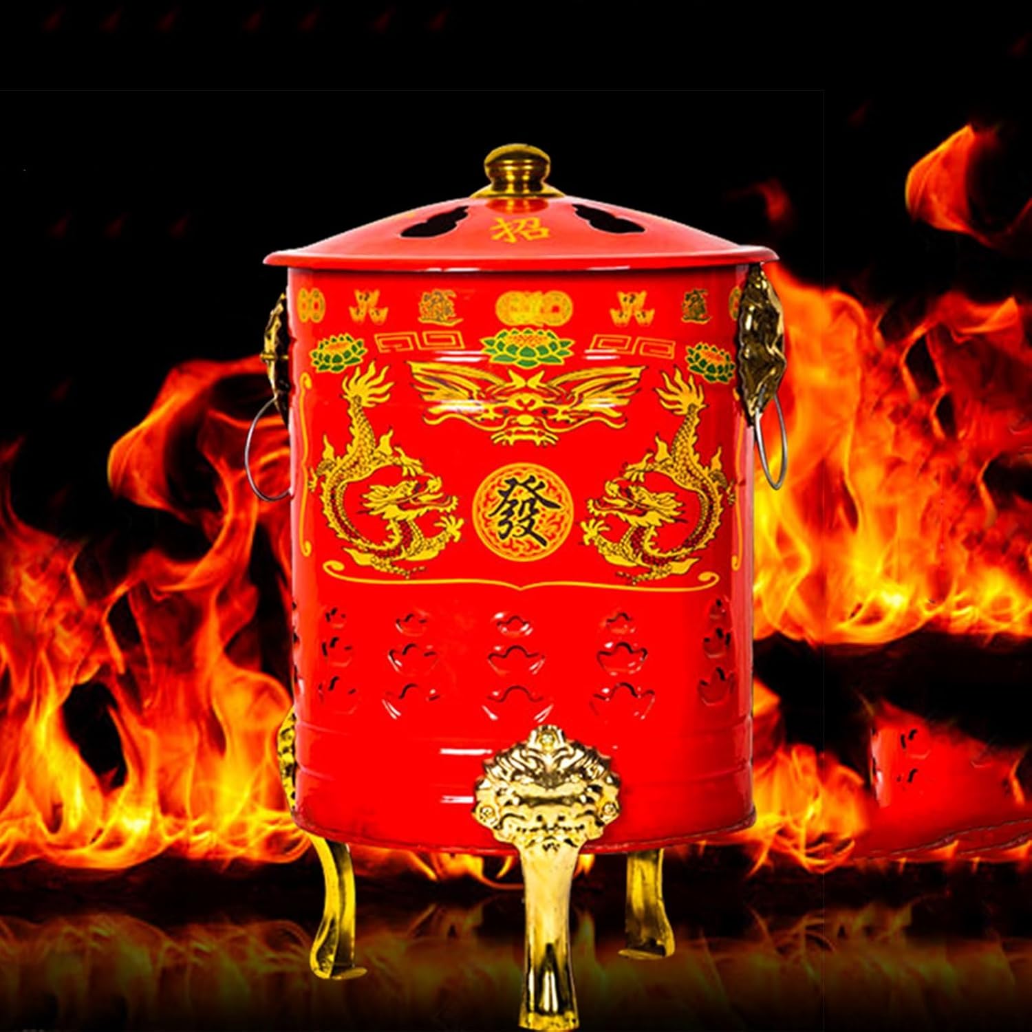 Outdoor Burn Barrel with Grid and Fire Hook, Portable Fire Pit, Burn Cage for Burning Garbage Leaves