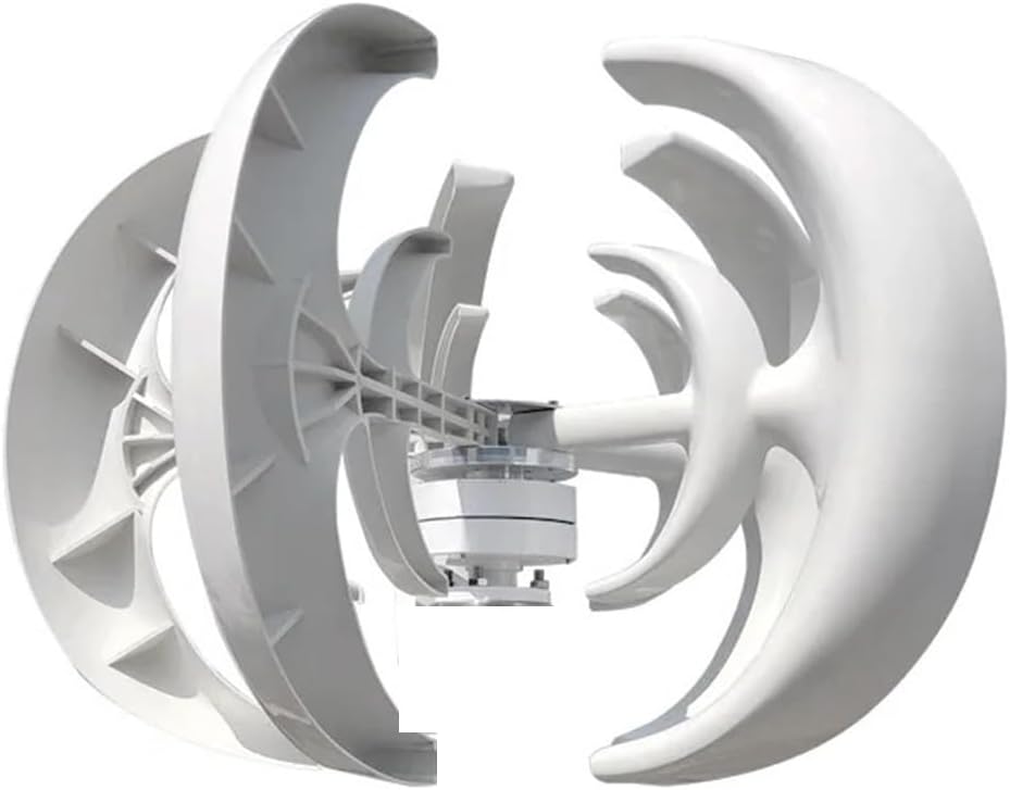 Wind Generator, Vertical Wind with Free Controller Yacht Farm Household with Solar System,Wind Turbine(White,24V)
