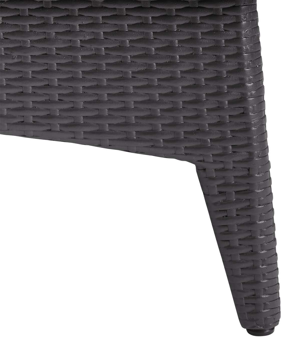 Modern Cool Outdoor Patio Lounge Coffee Fire Pit Table Rectangular Drak Grey Gray Rattan Wicker