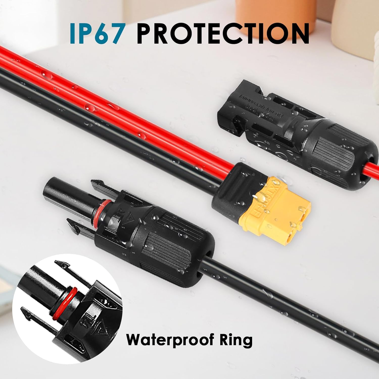 Solar to XT60 Charge Extension Cable 75FT 12AWG XT60 Solar Cable for Portable Power Station Battery Pack