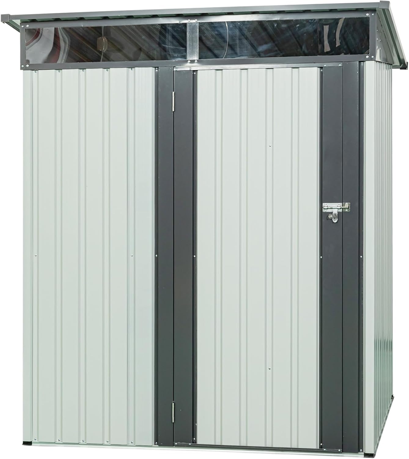 5FT x 3FT Outdoor Storage Shed Hinged Door Padlock Anti-Corrosion Storage House for Bike Patio Furniture Pool Accessories White One Size