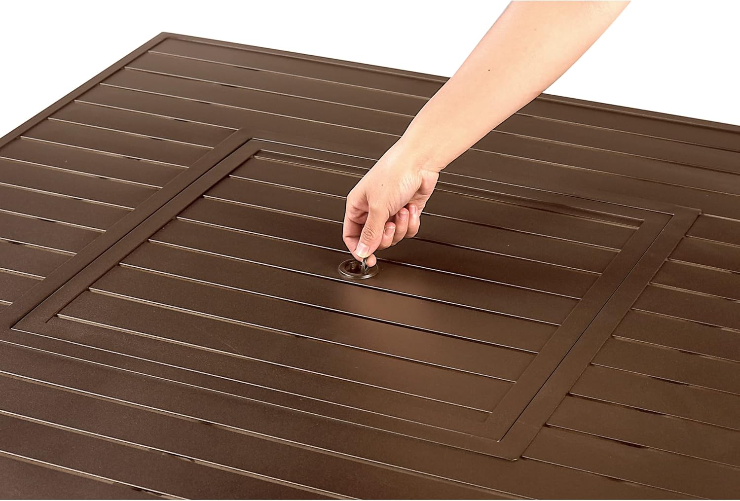 Square 42 in. x 42 in. Aluminum Propane Fire Pit Table with Glass Beads, Two Covers, Lid, 57,000 BTUs in Brown Finish