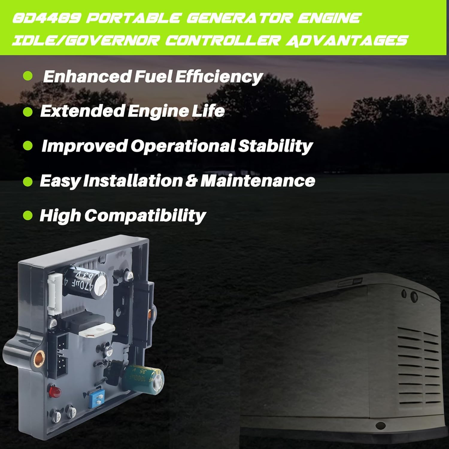 0D4409 Upgraded Portable Controller PCB with Idle Control Compatible with Generac generators, Replacement Part Number# 0D4409 0D44090SRV