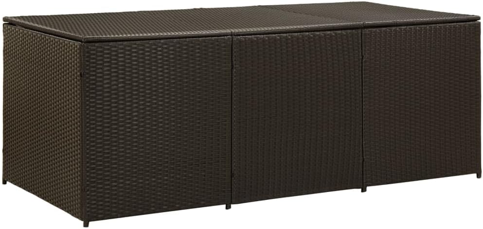 Large Garden Storage Box Outdoor Patio Furniture, Weatherproof Boxes for Outside, Backyard, Deck, and Balcony, Poly Rattan Container - Brown