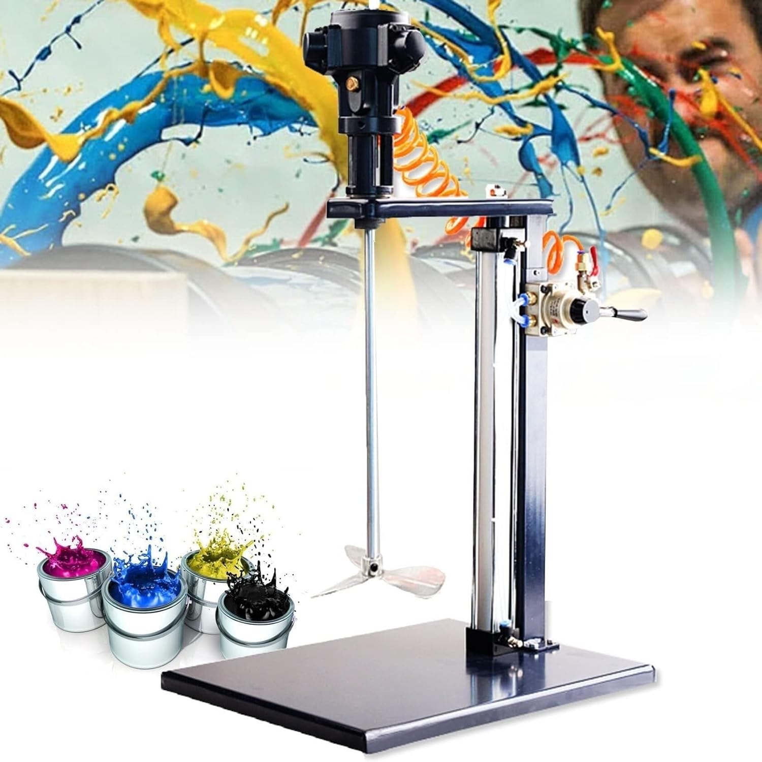 Pneumatic Bracket Mixer Concrete Stirrer, 5 Gal/20LPneumatic Paint Mixer Machine, Desktop Vertical Air Agitator for Mixing Feed (Impeller) Pneumatic