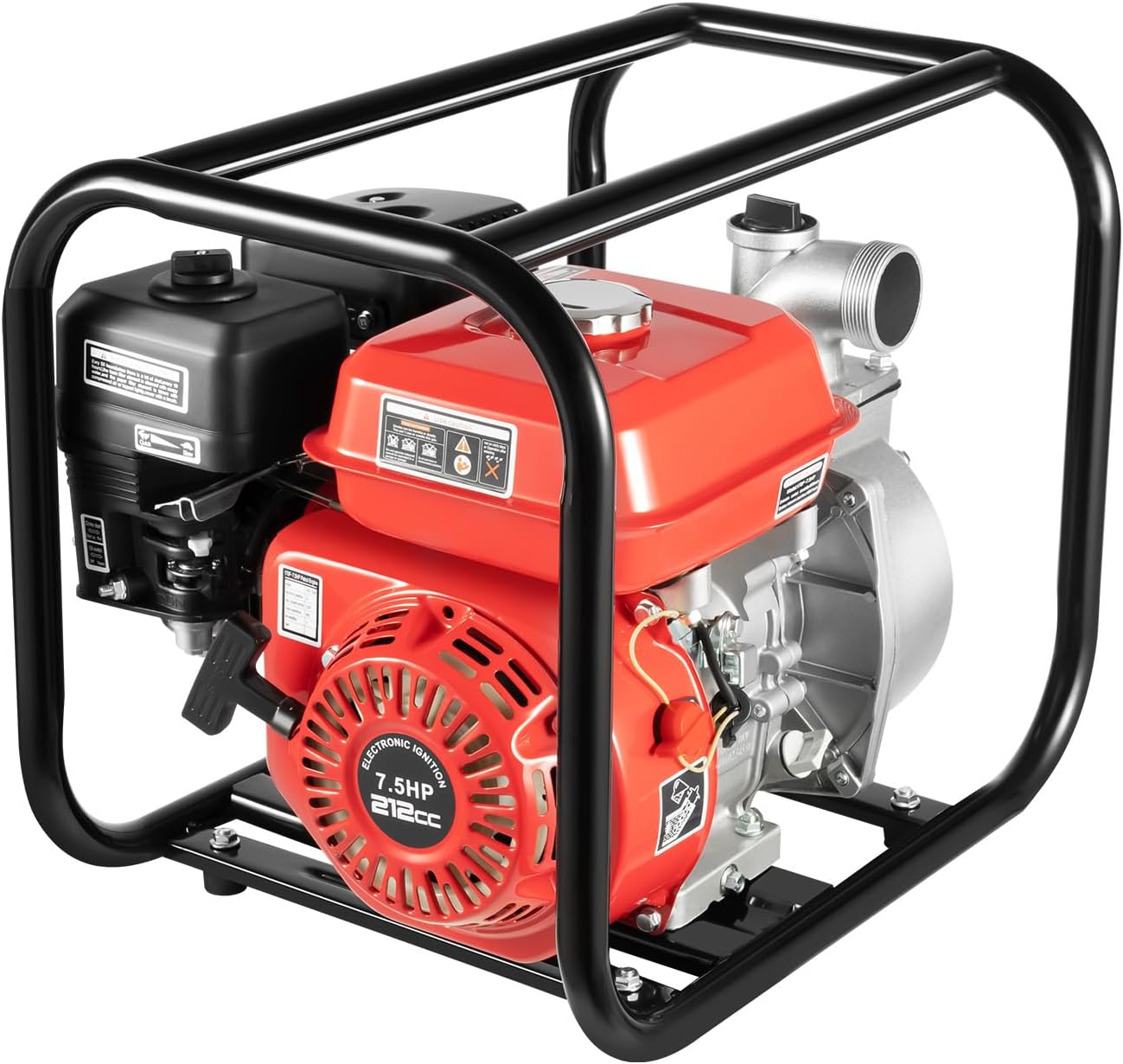 212CC Gas Powered Trash Water Pump, 7.5HP 4-Stroke Engine Gas Powered Water Pump with Hose Kit High Pressure Transfer Pumpfor Irrigation from Lake, Pool Draining (2 inch)