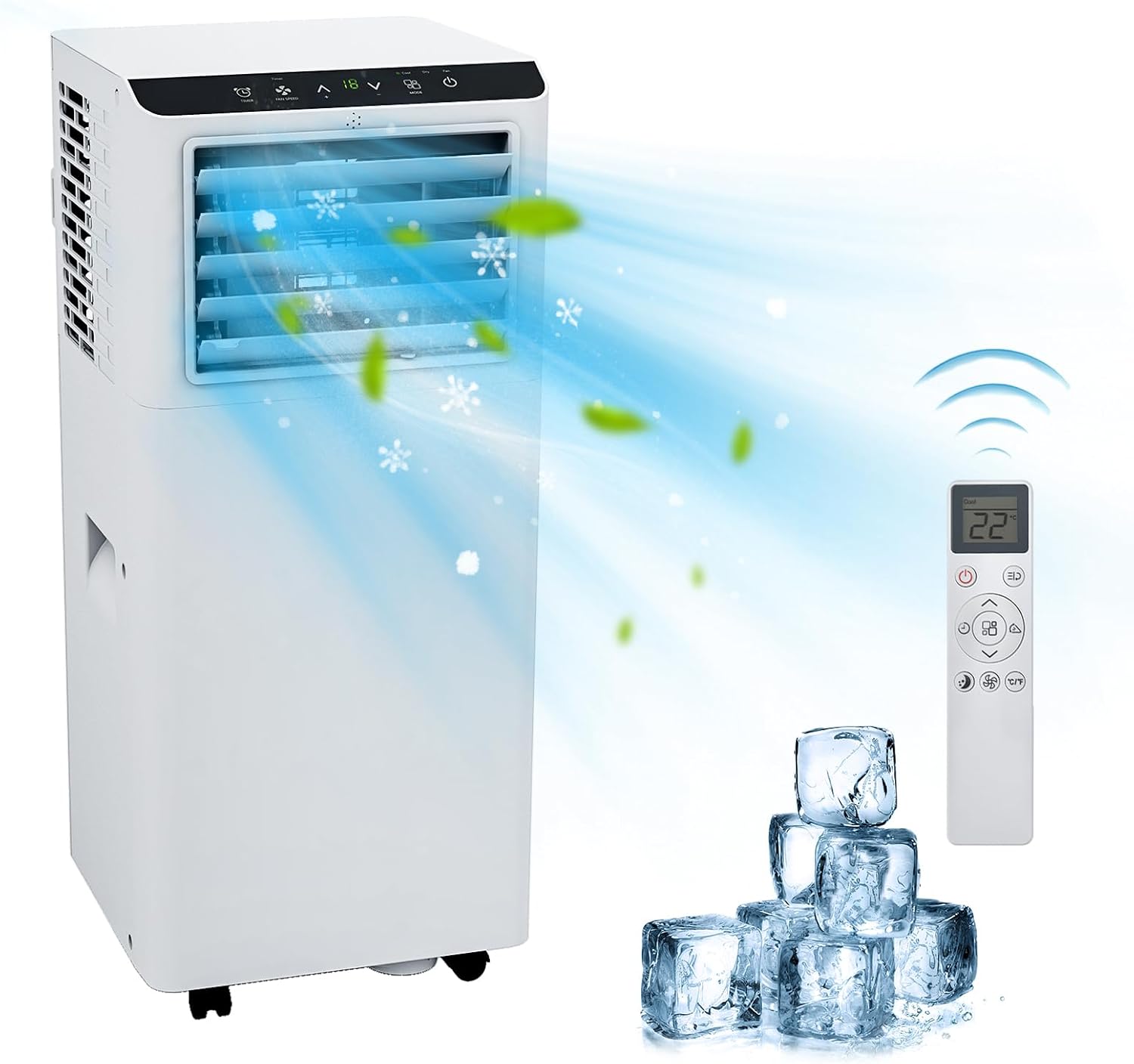 Portable Air Conditioner 8000 BTU with Efficient Cooling Air Conditioners Fan Mode Room Cooling Up to 350 sq ft 24 Hour Timer ，Portable AC Quiet, Remote Control, Sleep Mode, and Window Kit.