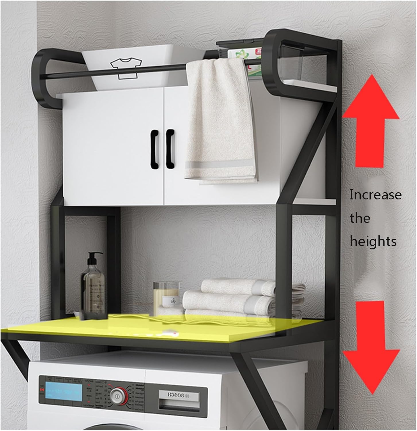 Over Washing Machine Storage Rack, Bathroom Balcony Rack for Washing Machine Drum, Storage Cabinet with Storage Cabinet (B)