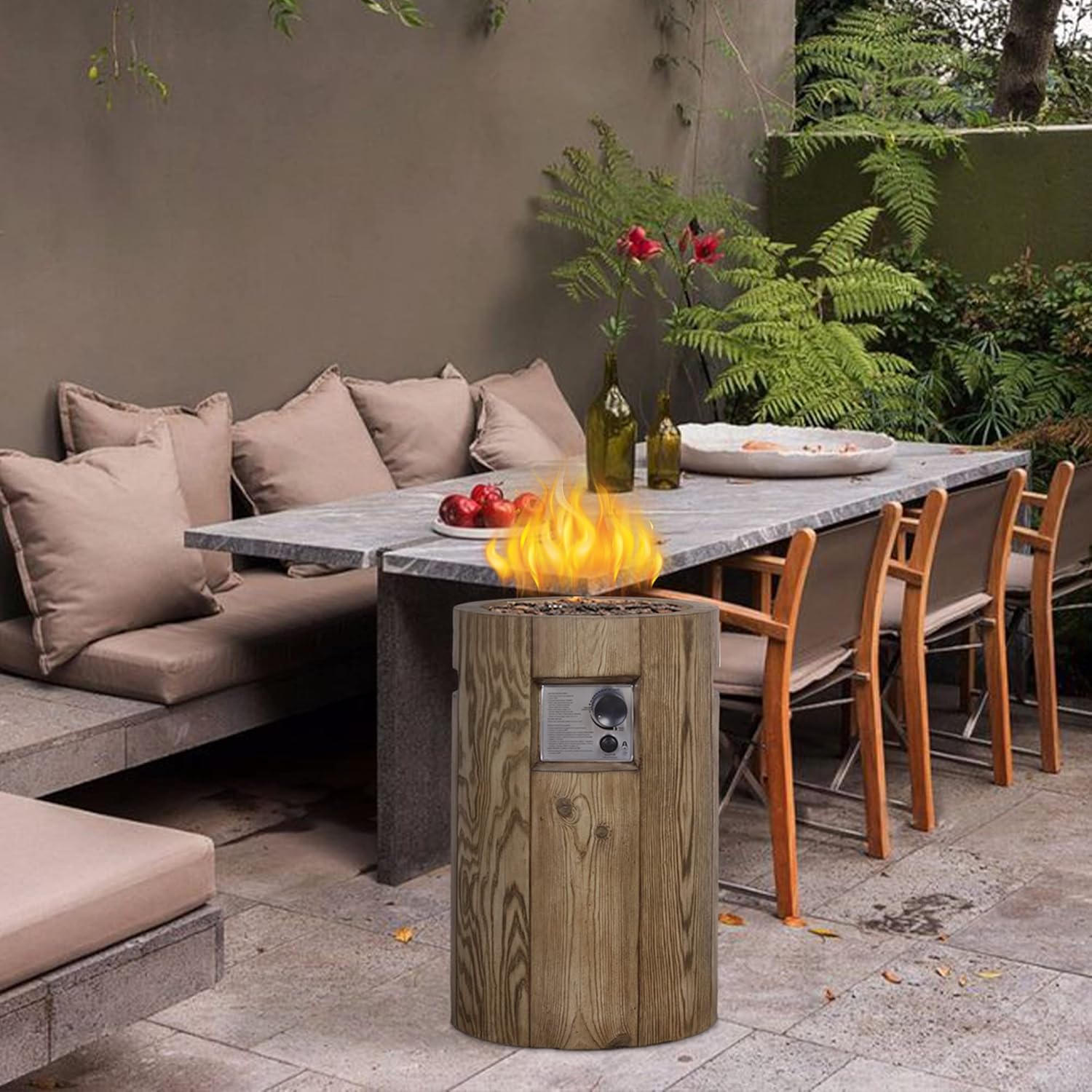25'' Ore Powder 30,000BTU Adjustable Flame Propane Gas Fire Table with Waterproof Cover