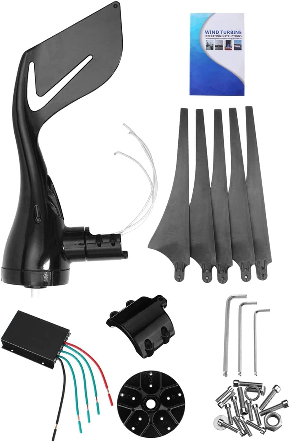 LiuSj JUnSt 3000W Horizontal Wind Generator, 5 Blades Wind Turbines with Charge Controller Suitable for Home Gardens, Boats, Outdoors,220v