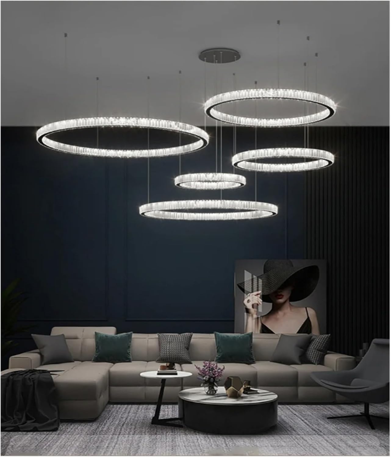 Modern Ring Led Crystal Ceiling Chandeliers Lighting Living Room Home Decor Luxury Pendant Lights Lustre Hanging Lamps Fixtures,Household