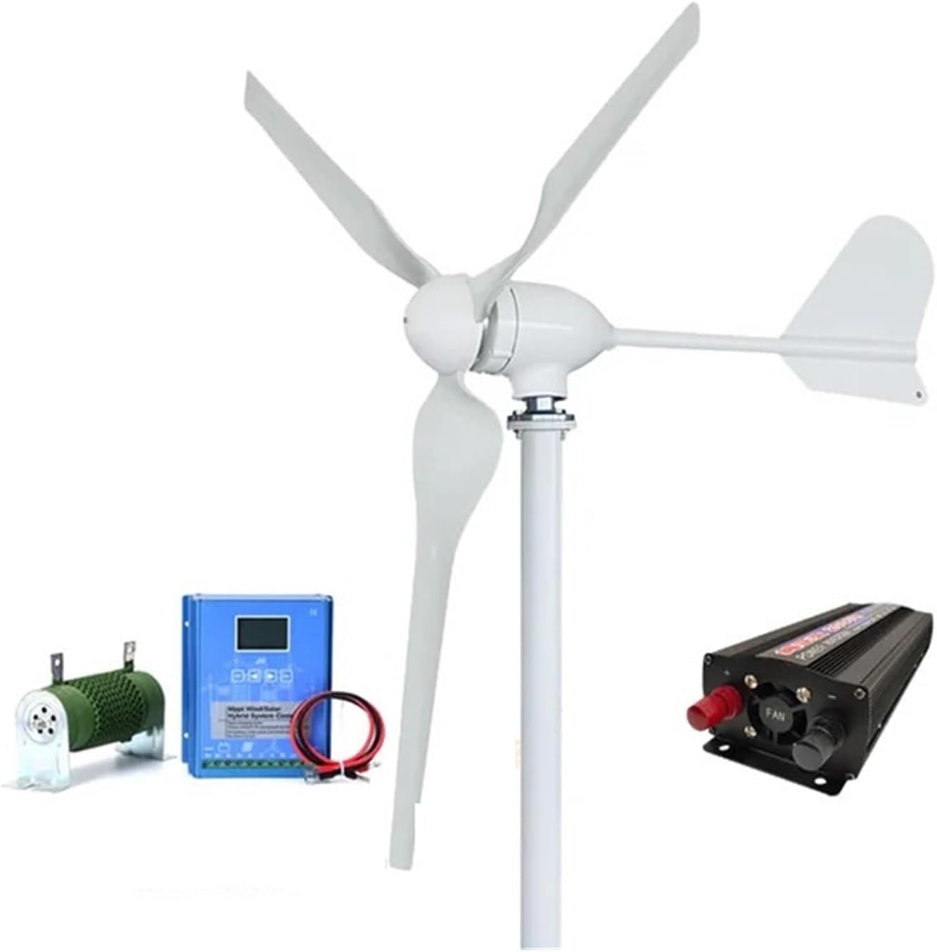 Wind Turbine Generator Kit 3000W Low Noise Horizontal Turbine 12V/24V/48V Wind Power Generator for Hybrid Solar Wind System Low Starting Speed for Home(Off Grid System,48V)