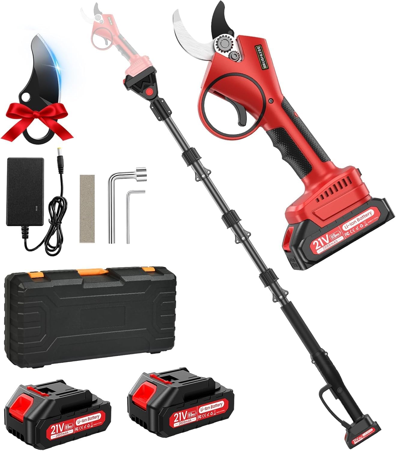 Electric Pruning Shears with Pole, 2-in-1 Cordless Pruning Shears 1.6