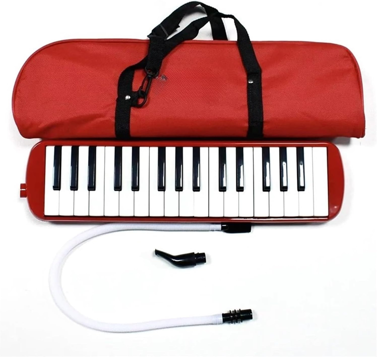 Melodica Professional Melodica Children Beginner with Double Tubes 32 Keys Musical Keyboard with Bag(Red)