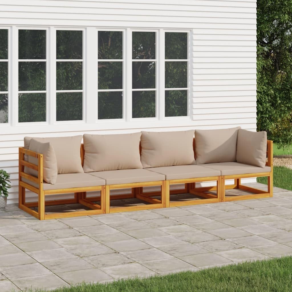 4 Piece Patio Lounge Set with Taupe Cushions Solid Wood,Exquisite Acacia Wood Patio Lounge Set for Comfort and Style in Your Outdoor, Patio Furniture Sets, Outdoor Furniture Sets
