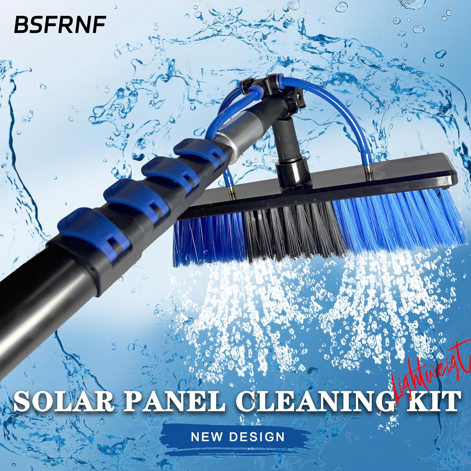 20FT Solar Panel Cleaning Kit with Telescopic Pole & Soap Dispenser, Water Fed Solar Panel Brush for Home/Roof/Caravan, Extendable Window Cleaner Tool for RV, Boat, Deck & Outdoor Use (20FT)