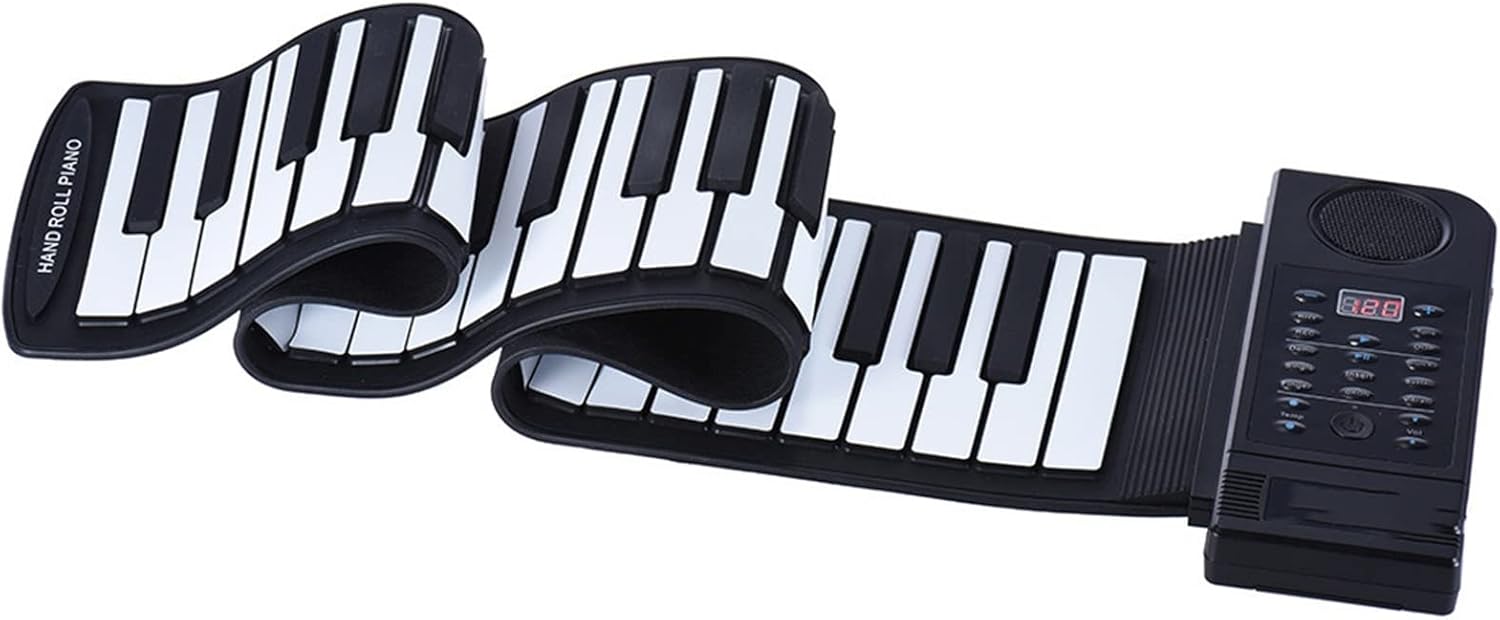 TSTS Piano Foldable Portable 61 Keys Flexible Roll Up Piano USB Electronic MIDI Keyboard Hand Rolled Musical Instrument