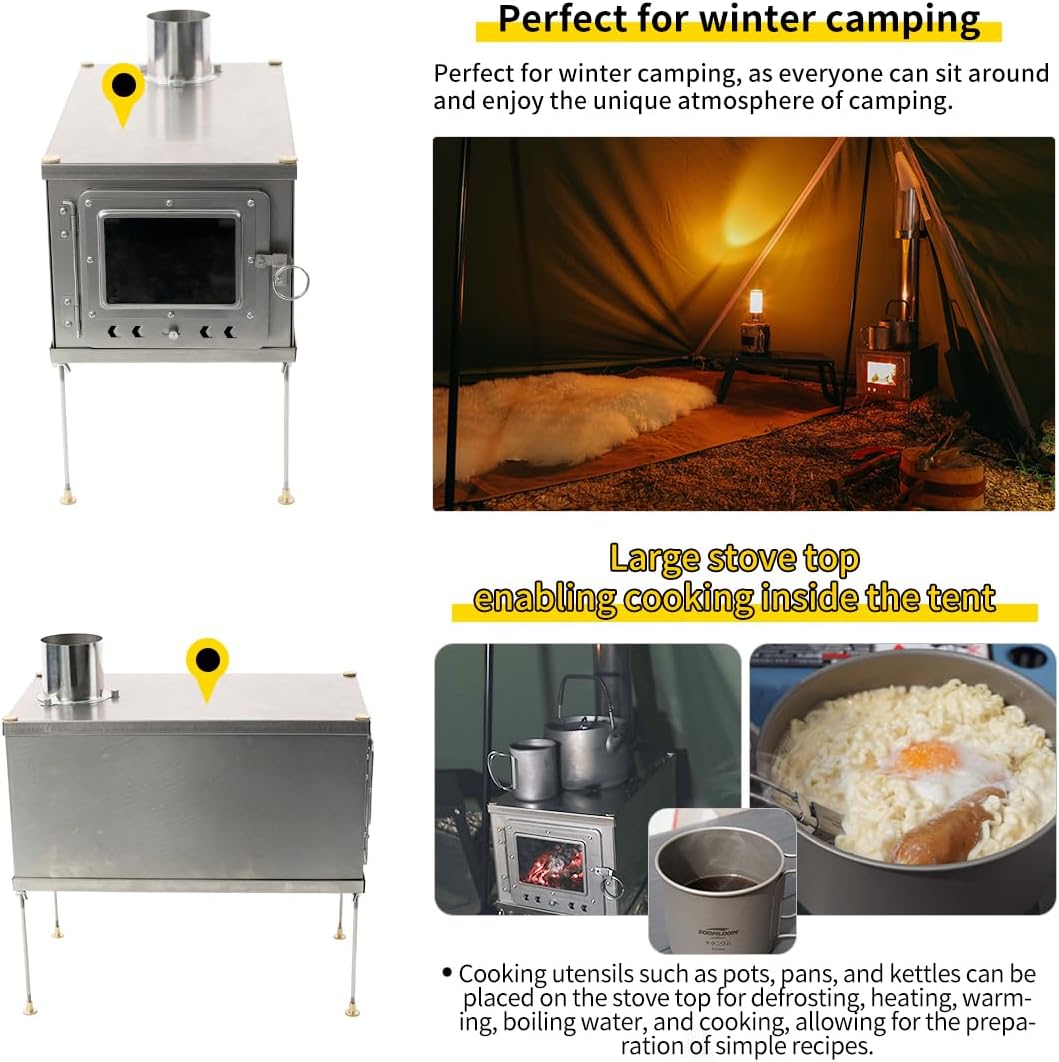 Outdoor Fireplaces Foldable Titanium Wood-Burning Stove Lightweight Compact Durable Portable Folding Wood Burning Outdoor Camping Hiking Fire Pits