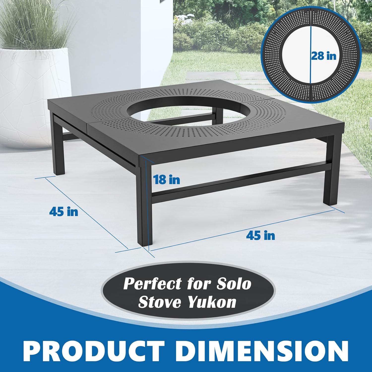 SafBbcue Fire Pit Surround Table for Solo Stove Yukon Accessories, 45