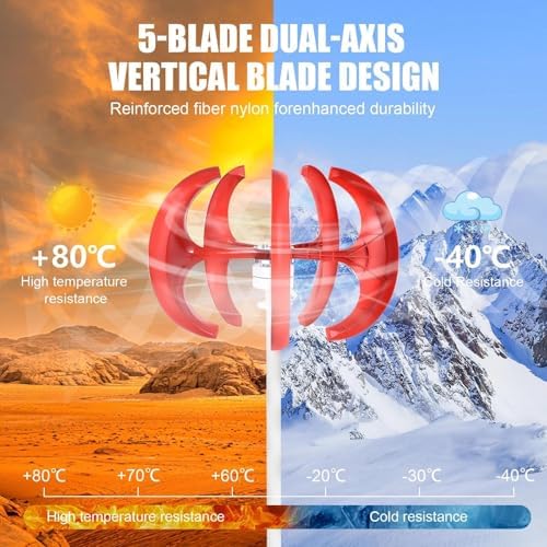 2000W Vertical Axis Wind Turbine Generator Kit, 12V/24V Home Power System with Durable Nylon Blades, Efficient Permanent Magnet Alternator for Sustainable Energy Solutions