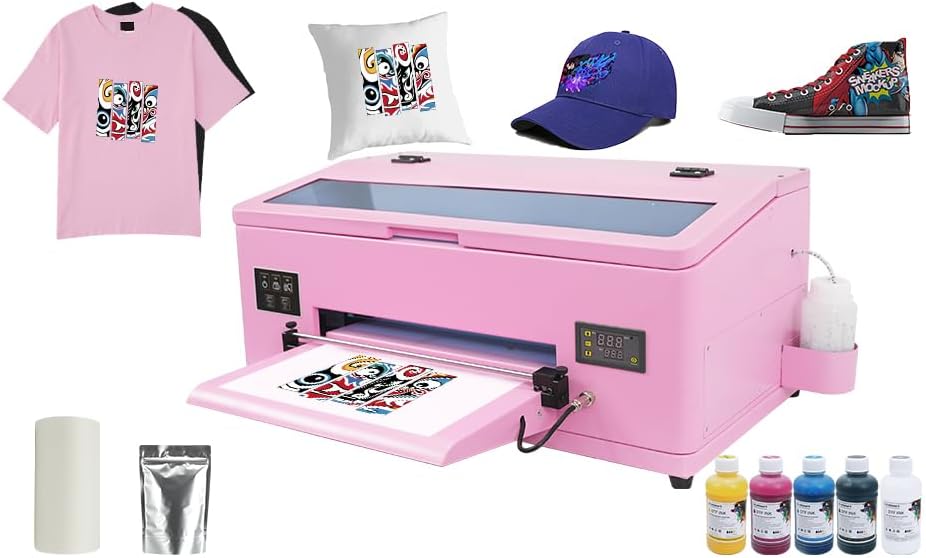 A3 DTF Printer L1800 Transfer Printing Machine 100% Transfer Rate for DIY Print T-Shirts, Leather, Other Textile (A3 Printer + Software + 5x250ml Ink + 1 Roll Film)